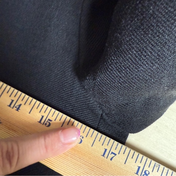 Maje Black Wool Trench Coat w/Black Leather details on Shoulders and Trim - Picture 12 of 13